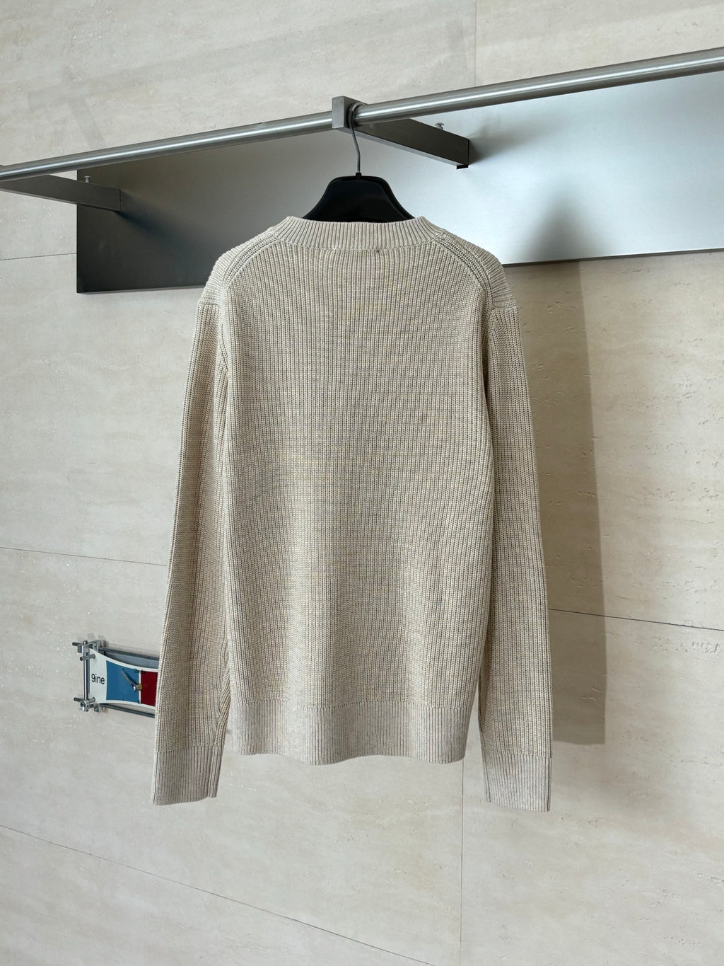 Cream Fendi crew-neck knit sweater back view with long sleeves