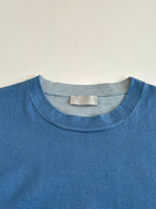 Blue crewneck T-shirt neckline with inner neck label