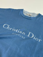 Blue T-shirt front logo text: Christian Dior couture