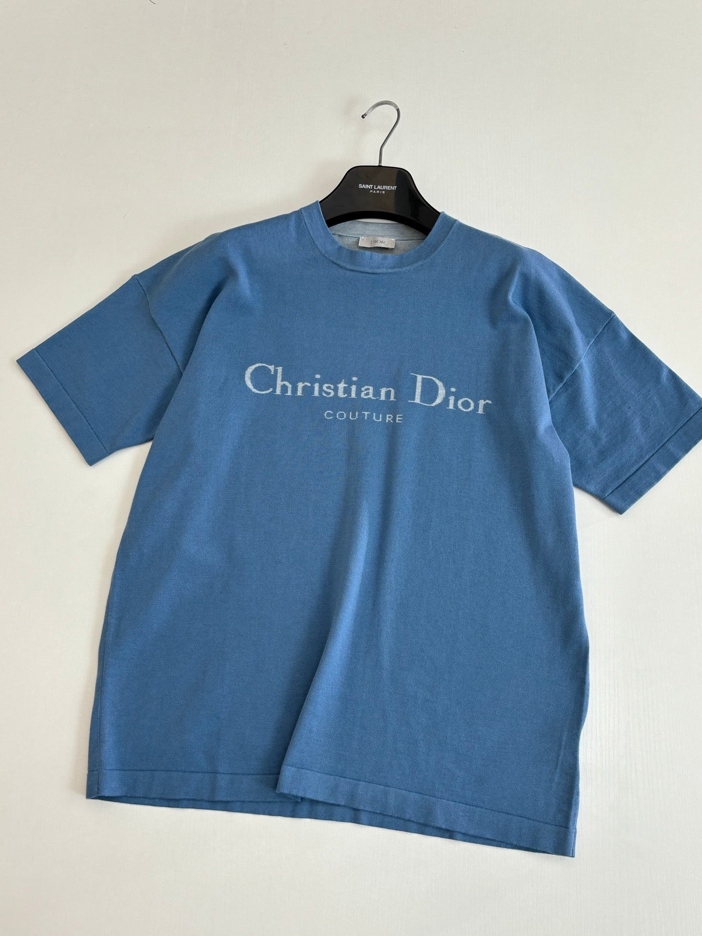 Blue Christian Dior logo T-shirt, short sleeves