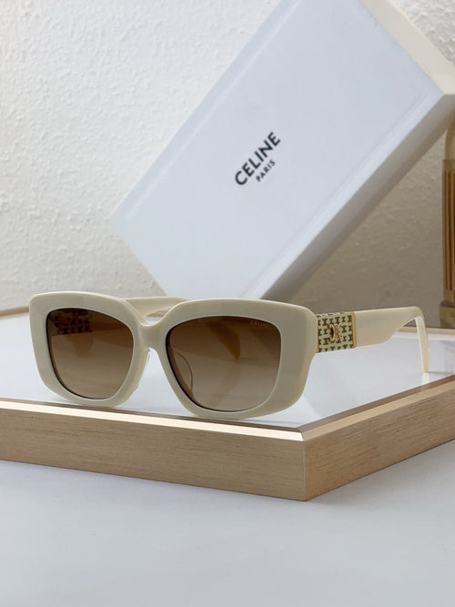 Celine sunglasses with white frame and brown tinted lenses