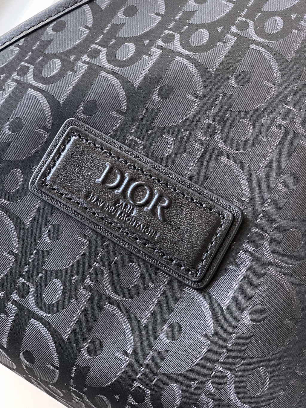 Dior monogram bag front logo patch with stitched border