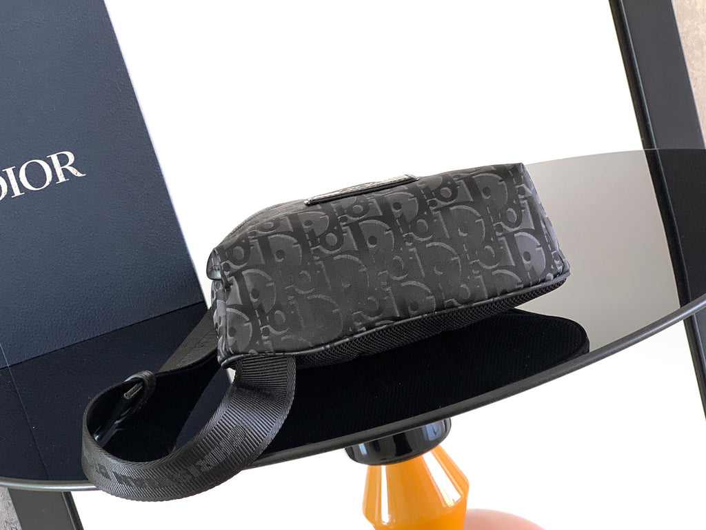 Dior monogram belt bag with zip top and adjustable strap
