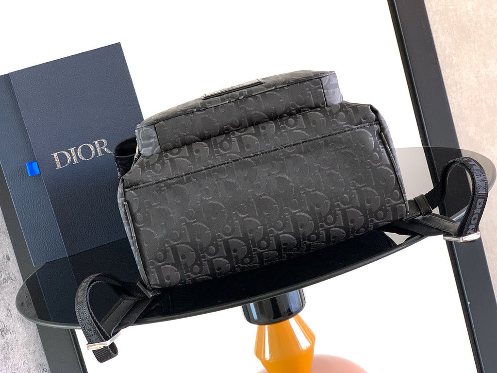 Dior black monogram crossbody bag with front flap and adjustable strap