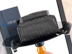 Dior black monogram crossbody bag with front flap and adjustable strap