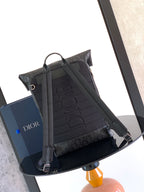 Dior black monogram backpack with open top and padded back panel
