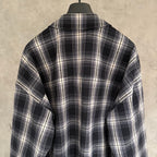 Balenciaga long-sleeve sweater, plaid back view with ribbed hem and cuffs