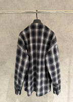 Balenciaga long-sleeve sweater, plaid back panel with ribbed cuffs and hem