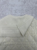 Cream knit Dior hooded jacket arm and hood with ribbed trim details