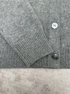 Gucci gray knit cardigan cuff and button detail with ribbed sleeve hem
