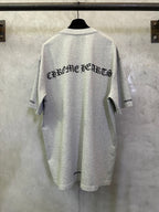 Heather gray crewneck T-shirt with large Chrome Hearts logo on back