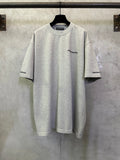 Heather gray crewneck T-shirt with small Chrome Hearts logo on chest