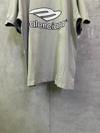Light sage T-shirt with large balenciaga logo print on the front