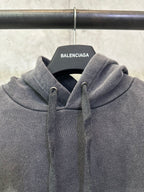Balenciaga gray hoodie neckline with hood and lace-up drawstring