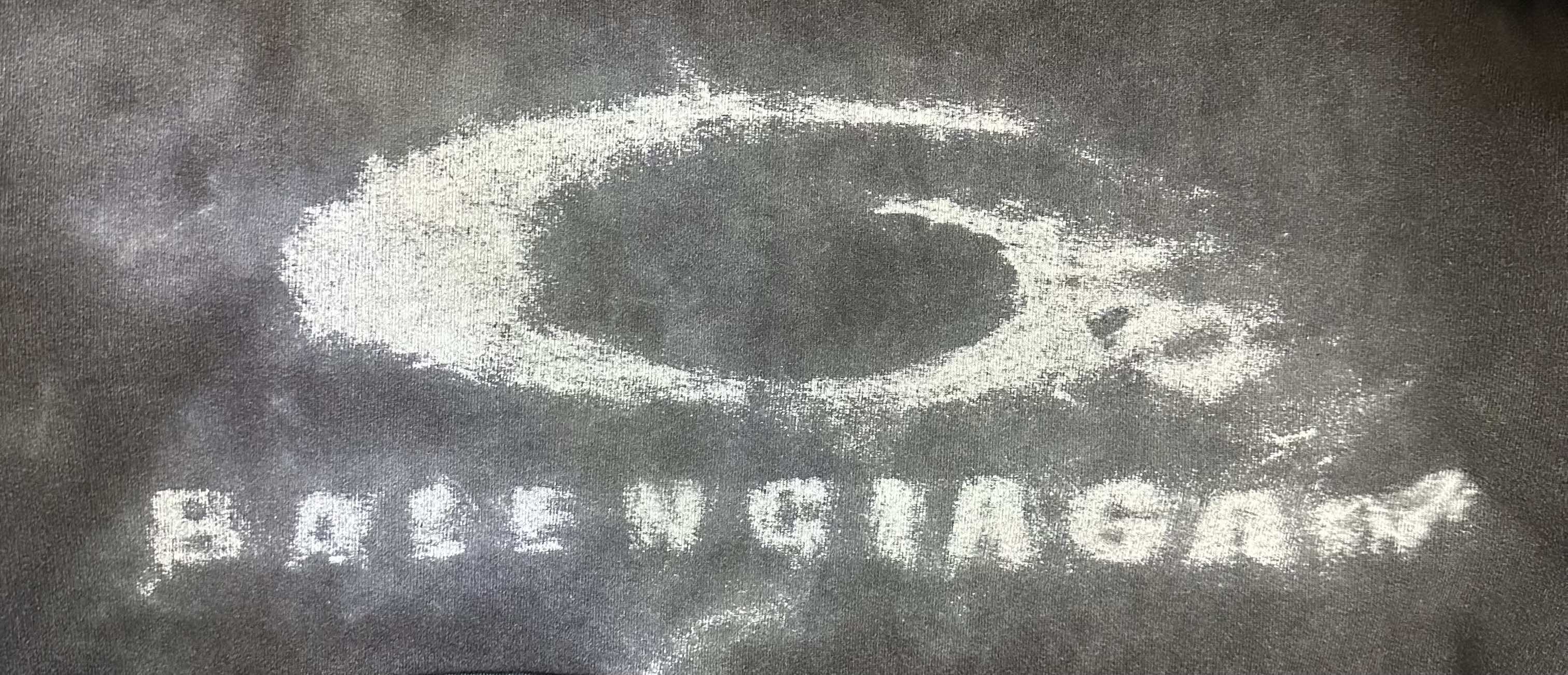 Balenciaga distressed gray logo print on hoodie fabric