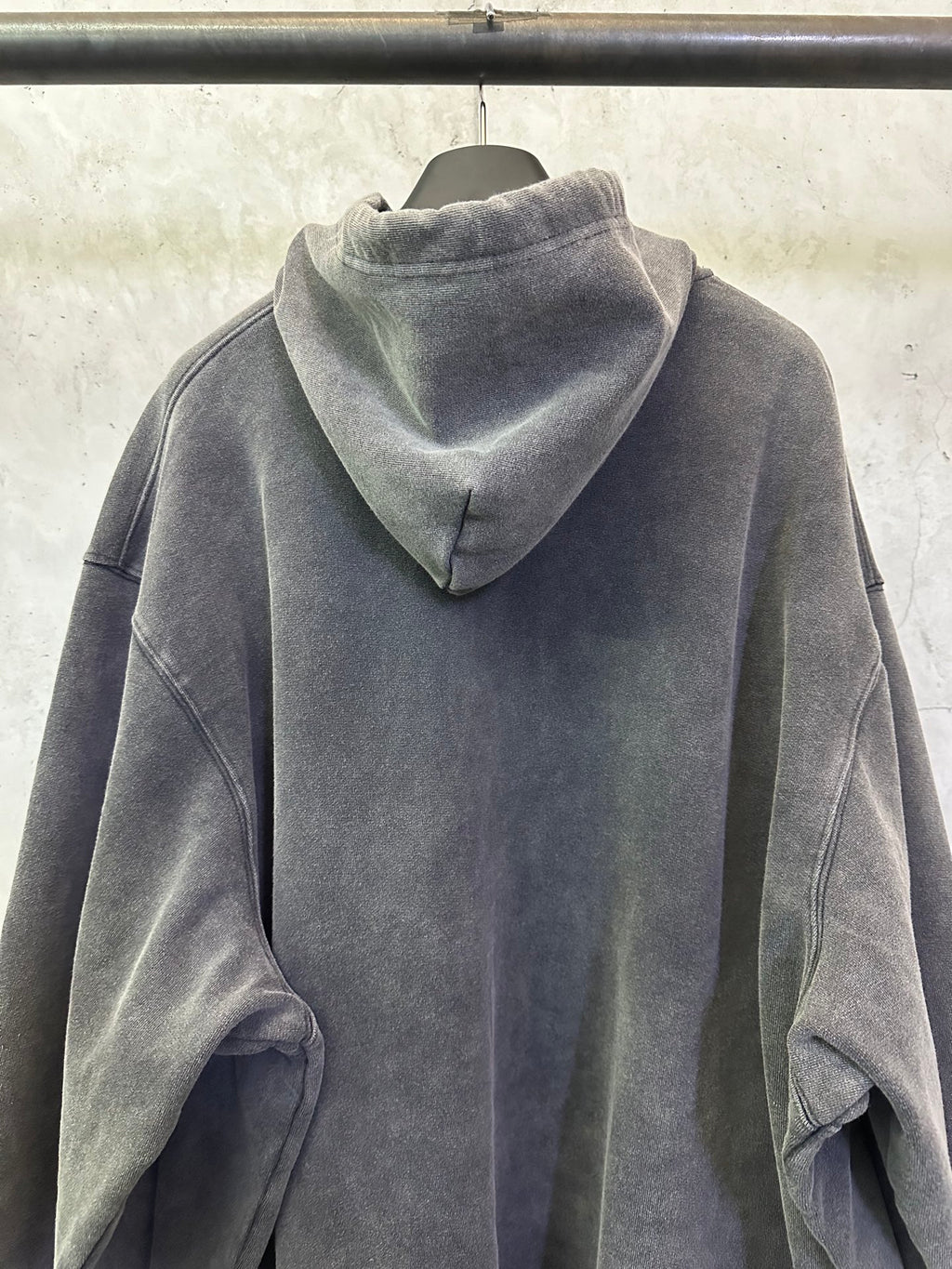Balenciaga hooded sweatshirt back with hood in dark gray, relaxed fit