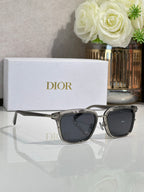 Silver-tone sunglasses with dark lenses and angular metal temples