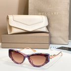 Bvlgari cat-eye sunglasses, dark brown tortoise frame with gradient lenses