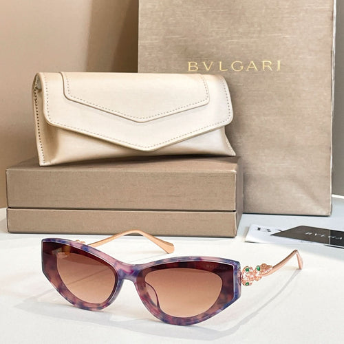 Bvlgari cat-eye sunglasses, dark brown tortoise frame with gradient lenses