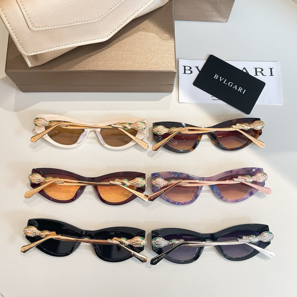 Bvlgari sunglasses set, mixed frames with jeweled gold arm details