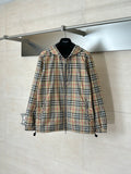 Kids hooded plaid jacket with full-length zipper and drawstring hem