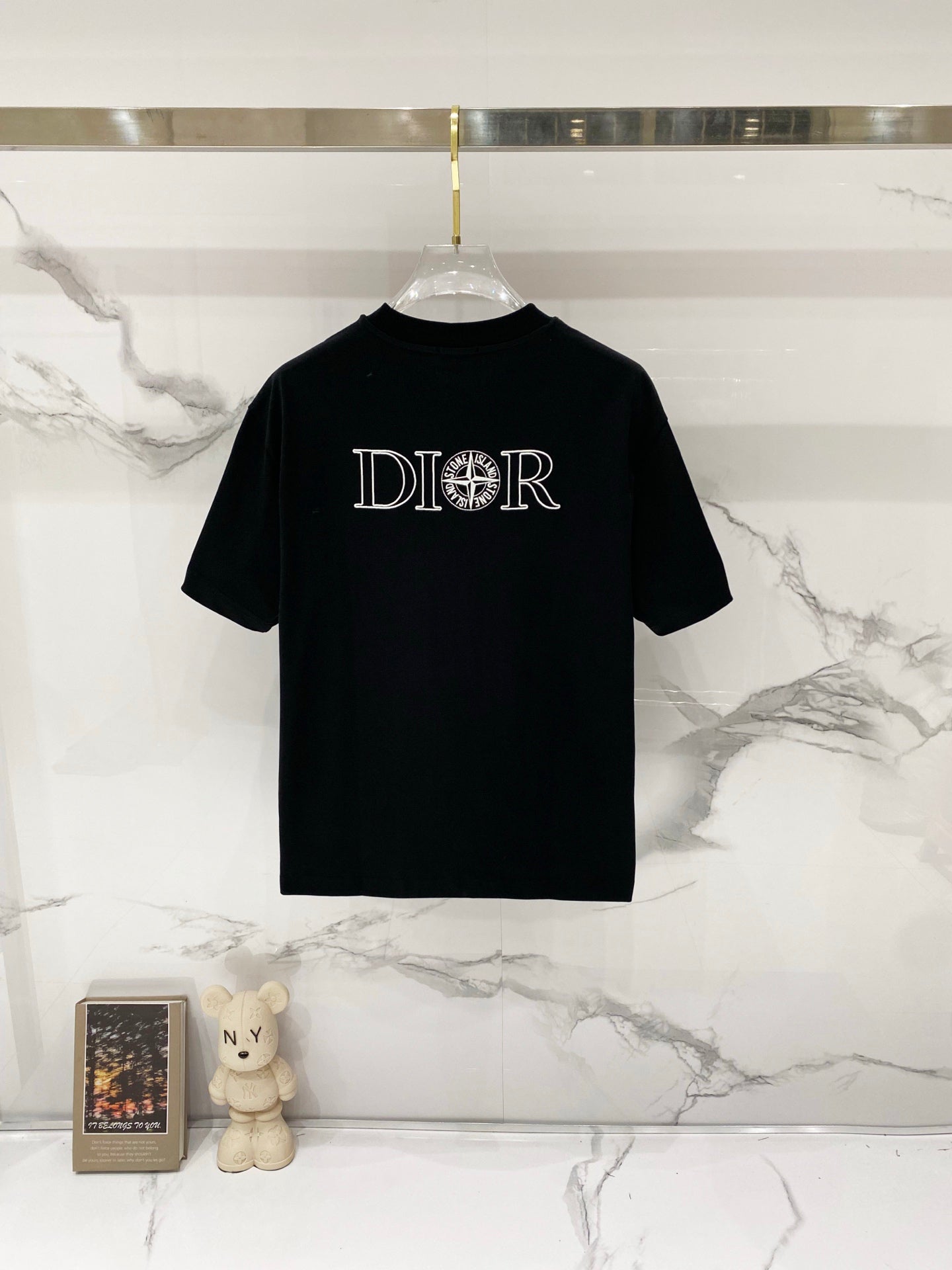 Black Dior crew-neck T-shirt with large DIOR front print