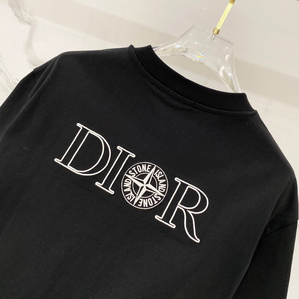 Black Dior crew-neck T-shirt with large DIOR and emblem back print