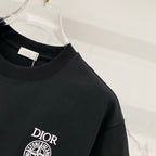 Black Dior crew-neck T-shirt with left chest emblem logo