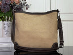 Beige Louis Vuitton monogram crossbody bag with dark piping and wide front panel