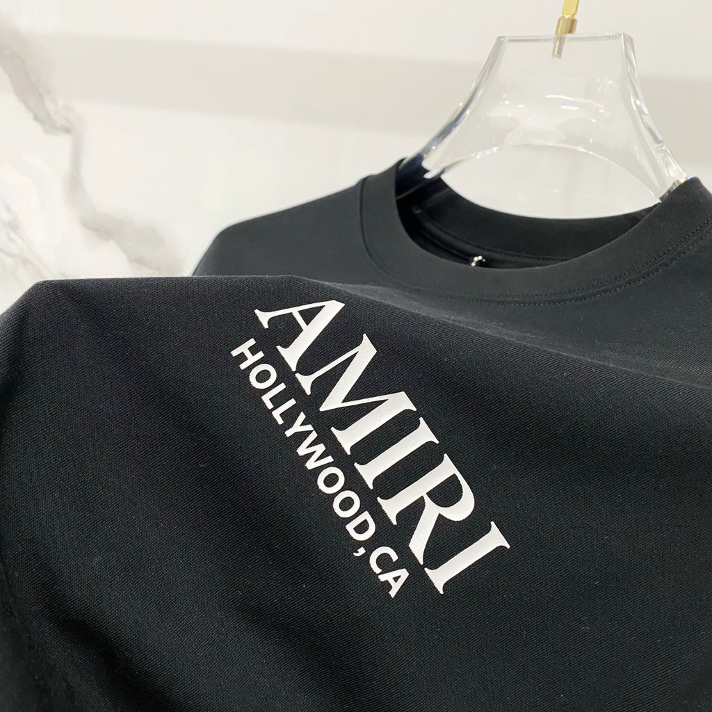 Black crewneck T-shirt with HOLLYWOOD California back print
