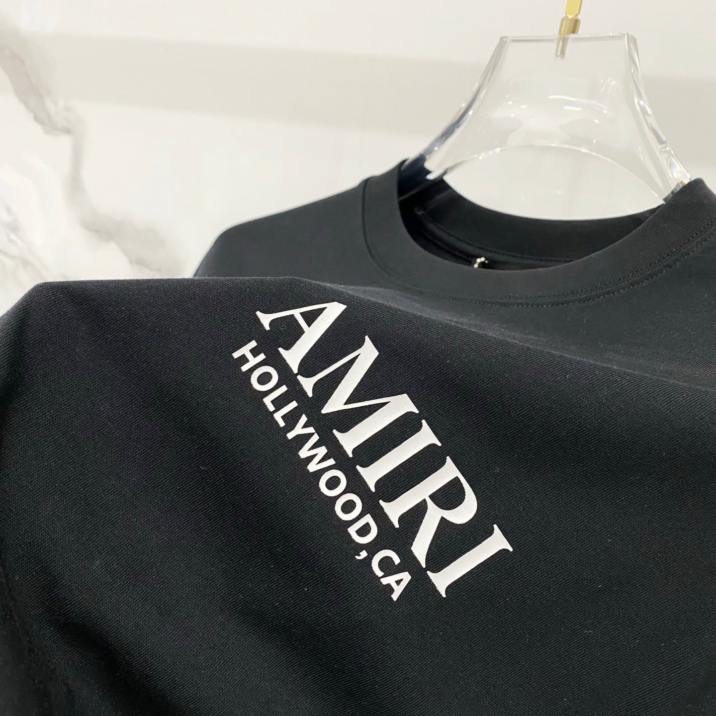 Black crewneck T-shirt with HOLLYWOOD California back print