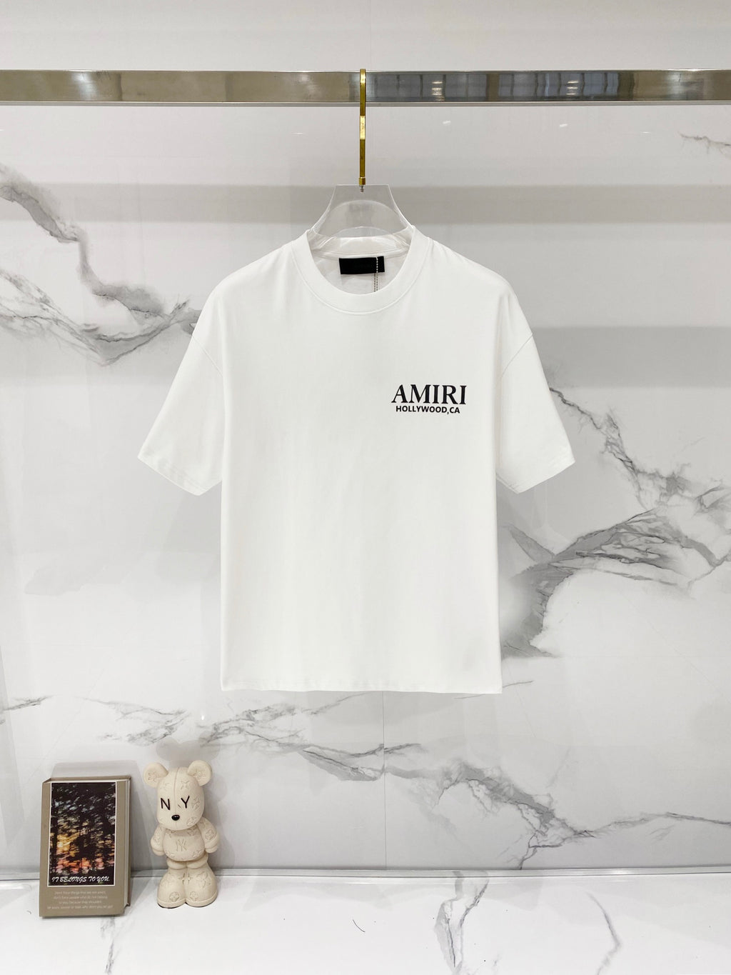 Amiri white crewneck T-shirt with AMIRI Hollywood CA chest logo
