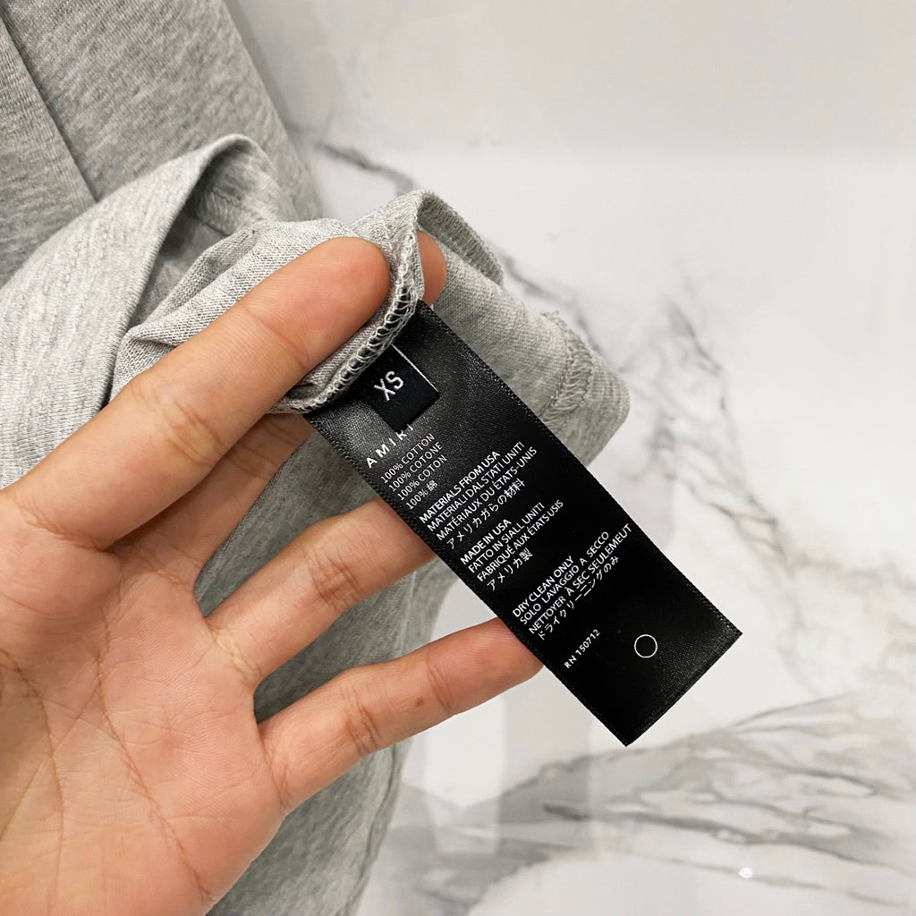 Heather gray Amiri T-shirt fabric tag on inner neck label