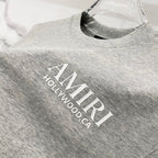Heather gray Amiri T-shirt with HOLLYWOOD CALIFORNIA text graphic