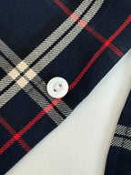 Gucci plaid long-sleeve shirt, navy with red and cream check button front