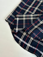 Gucci long-sleeve plaid shirt folded, dark navy with red and white check lines