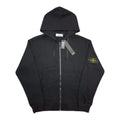 Stone Island zip-up hoodie with hood, front zipper and chest patch detail