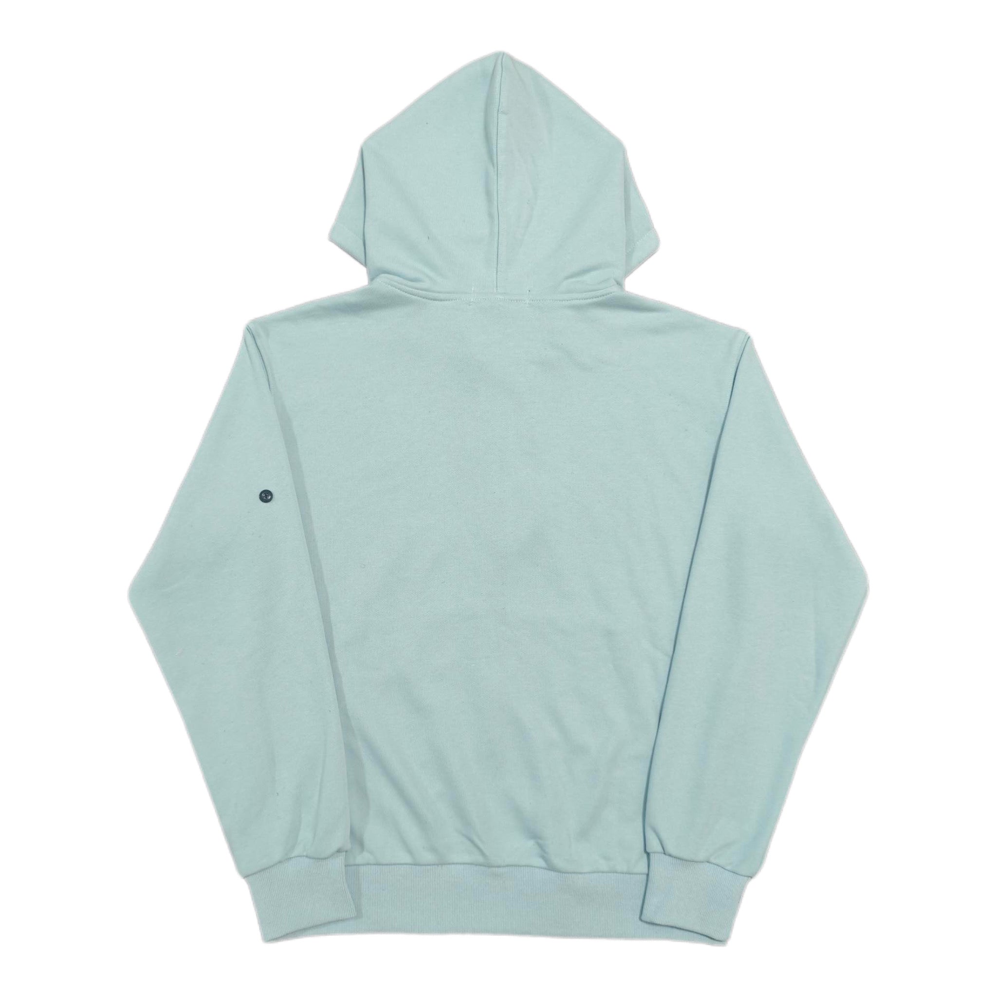 Stone Island light blue zip-up hoodie with hood, back view