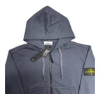 Stone Island hooded zip sweatshirt with drawstrings and front logo patch