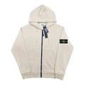 Stone Island zip-up hoodie in light beige with drawstring hood and side pockets