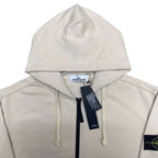Stone Island hooded sweatshirt in light beige with drawstring cords and neck label