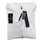 White Stone Island hooded zip jacket, drawcord hood and zip front detail