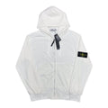White Stone Island hooded zip jacket with logo patch on sleeve