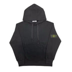 Stone Island dark hooded sweatshirt with front pouch pocket and drawstring hood