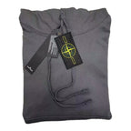Gray pullover hoodie with kangaroo pocket and hood drawstrings