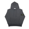 Stone Island charcoal pullover hoodie with kangaroo pocket and hood drawstrings