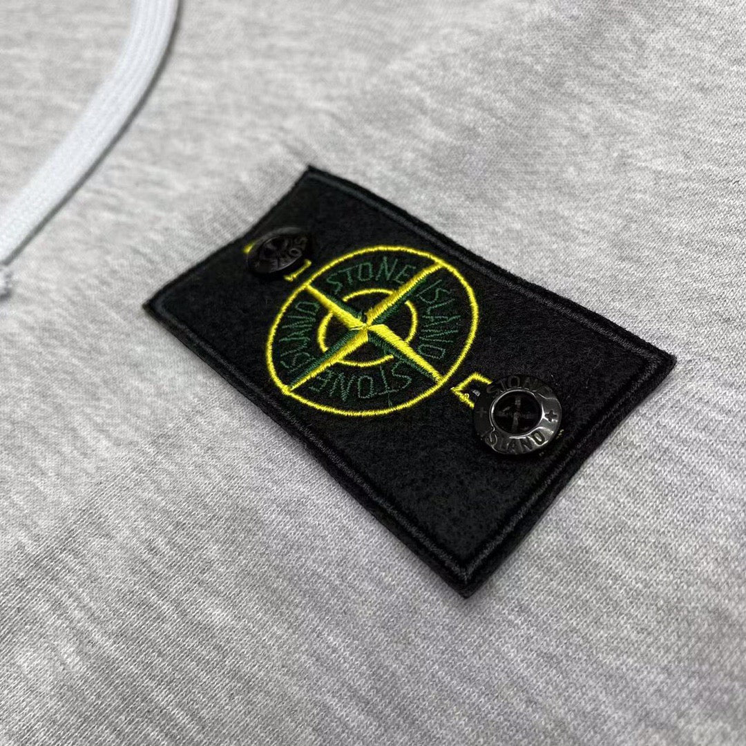 Stone Island hoodie yellow circular logo patch detail