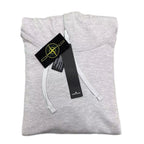 Stone Island gray hoodie with drawstring hood and black brand tag