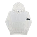 White Stone Island pullover hoodie with drawstring hood and front kangaroo pocket