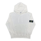 White Stone Island pullover hoodie with drawstring hood and front kangaroo pocket